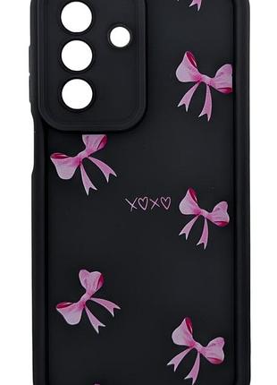 Чехол shock case print для телефона samsung galaxy a27 / a276 бампер силиконовый черный с рисунком бантики