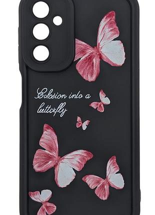 Чохол shock case print для телефона samsung galaxy m34 5g/m346 бампер силіконовий чорний з малюнком метелики