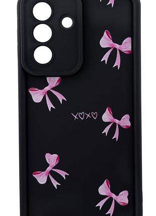Чехол shock case print для телефона samsung galaxy a36 / a366 бампер силиконовый черный с рисунком бантики