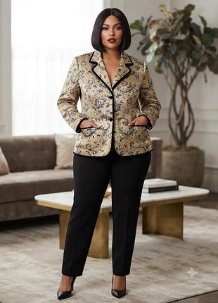 ✨ ефектний жакет/піджак dressbarn woman (розмір plus size) стильний та елегантний жакет у благородній золотисто-чорній гамі з вишуканим візерунком.