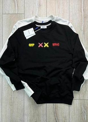 Off-white x kaws чоловічий брендовий світшот реглан кофта