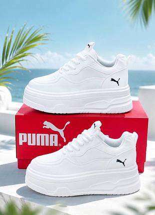 Білі жіночі кросівки puma на платформі | стильні кеди для міста 36–41 женские кроссовки на платформе все размеры в наявности молодежная новинка пума