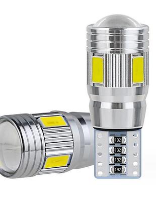Светодиод 12-24v т10 белый smd 6-5630 +линза 270lm no149