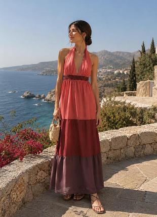 Довга ярусна сукня-сарафан bcbg paris