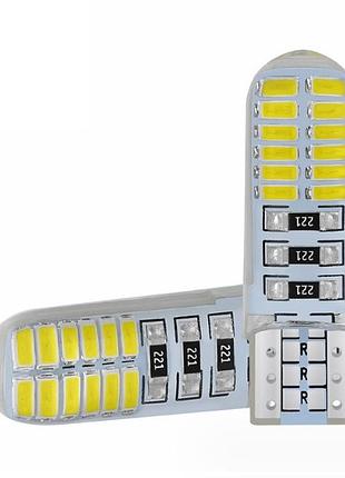 Светодиод 12v т10 белый smd 24-3014 360° 5w 400lm (силиконовая) no32