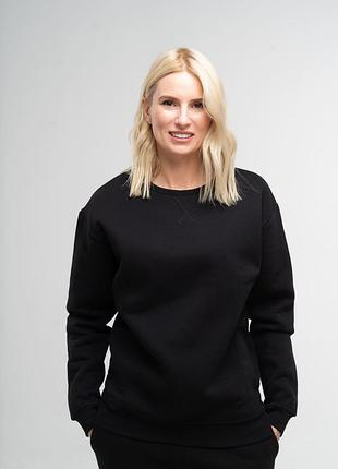 Свитшот женский утепленный черного цвета, 2xl