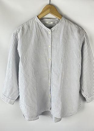 Жіноча лляна сорочка uniqlo в смужку
