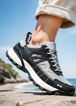 Salomon чоловічі водостійкі кросівки сіро-чорні 40–46 | для міста та активного відпочинку мужские кроссовки хвт 2026 водостойкие