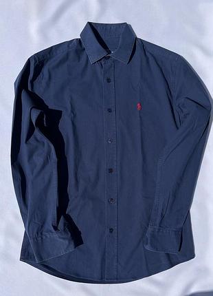 Сорочка чоловіча бренду ralph lauren , темно синій колір, бавовна,. розмір l-xl.