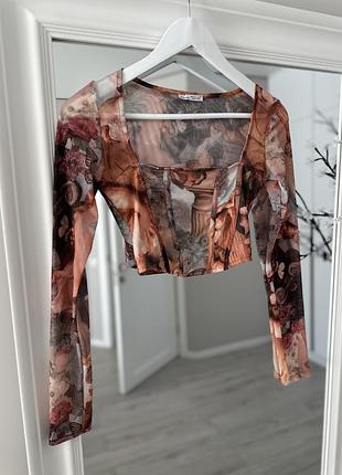 Лонгслів bershka ренесанс топ корсет в богемному стилі bershka