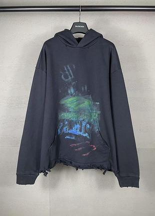 Кофта реглан батник свитшот balenciaga с капюшоном