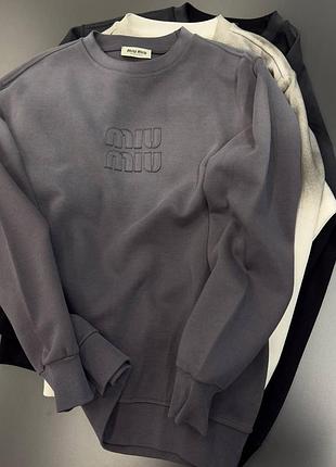 Кофта реглан свитшот miu miu miumiu батник мужской серый
