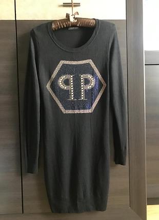 Мінісукня philipp plein, чорного кольору, віскоза 92%