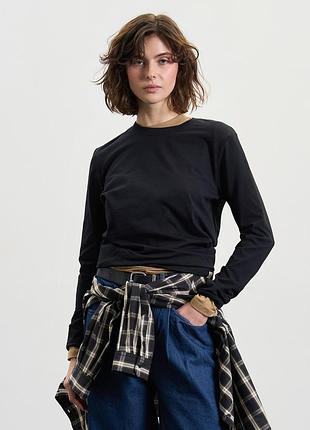Лонгслів жіночий класичний чорний, 2xl