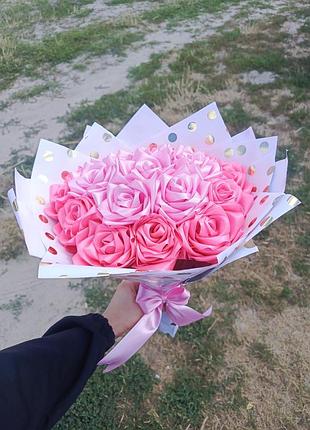 🌸 букет із атласних троянд ручної роботи | ідеальний подарунок на будь-яке свято 💝