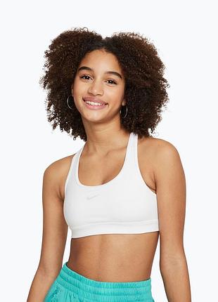 Бюстгальтер для тренувань дитячий nike swoosh white/pure platinum