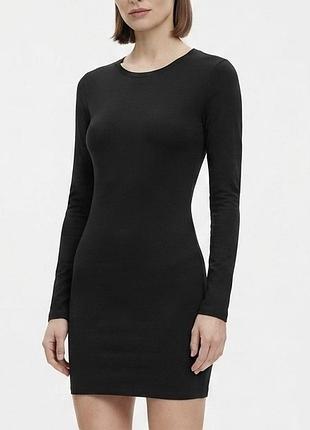 Базове чорне плаття міні в обтяжку / довгий рукав h&m