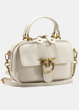 Pinko mini натуральная кожа брендовая женская сумочка цвет молочный люкс стильный подарок девушке