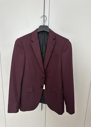 Стильний бордовий піджак zara (з чоловічого плеча / слегка приталений)