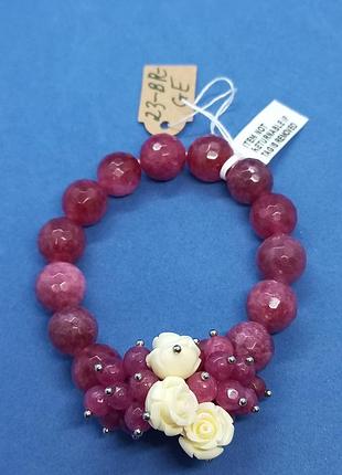Браслет «малиновый рассвет» - розовый кварц, перламутр (aura bijoux) 23-br-ge