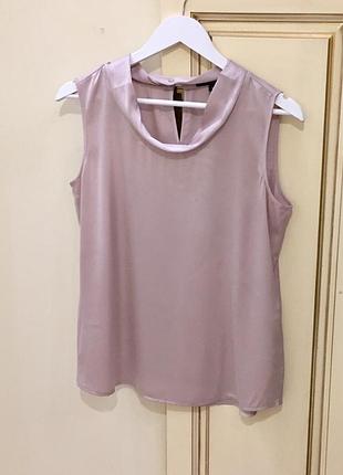 Блуза сатинова під шовк бренду comma satin waterfall sleeveless blouse top lilac nude оригінал зі свіжих колекцій
