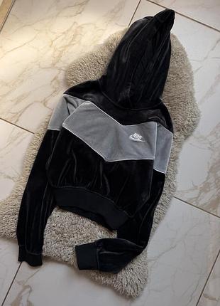 Укорочене вільветове плюшеве худі від nike