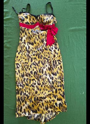 ​🐆 яскрава leopard & pink сукня-міді з асиметричним низом від diva.розмір s

​