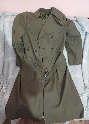 Винтажный плащ-тренч smarty création suisse (swiss fabric), цвет хаки