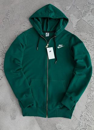 Чоловіча кофта на замку nike зелена/ізумруд зіп худі найк  s / m / l / xl / xxl