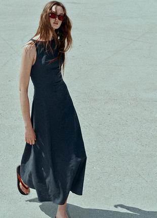 Льняное платье платье zara с открытой спиной