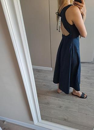 Льняное платье платье zara с открытой спиной