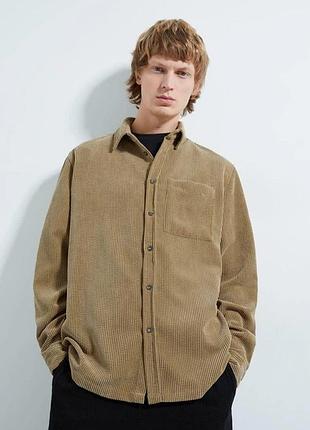 Чоловіча легка вельветова куртка-сорочка розмір s/m zara коричнева