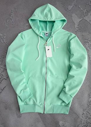 Кофта на замке nike салатовая/мятная зип худи найк s / m / l / xl / xxl