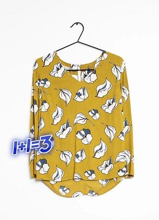 1+1=3 брендовая горчичная блузка в цветочный принт hobbs, размер 48 - 50