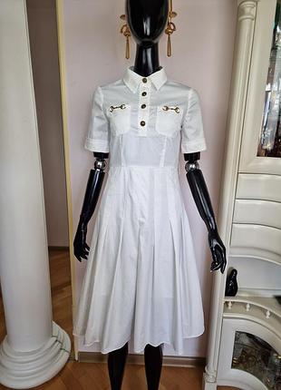 Белоснежное хлопковое платье-рубашка made in italy, 100% хлопок