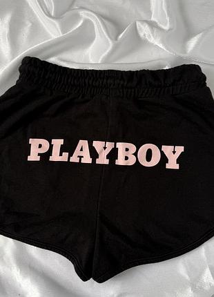 Жіночі шорти playboy, короткі шорти міні, короткі шортики міні, чорні шорти, літні шорти з шнурівками, трендові шорти з принтом жіночі шортики playboy