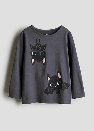 Дитячий лонгслів для дівчинки h&m 92 см темно-сірий (25101826a)