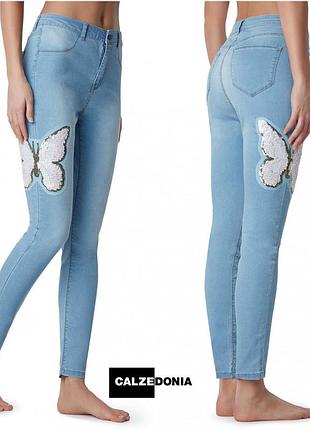 Скінні джинси з метеликом для дітей calzedonia (modp0709 blue (158-170 (12-16 років))