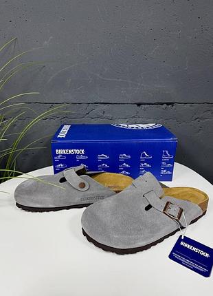 Женские мужские серые мюли сабо клоги шлепанцы birkenstock