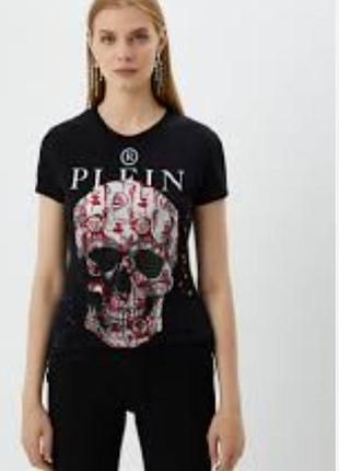 Футболка чёрная длинная с черепахи philipp plein оригинал