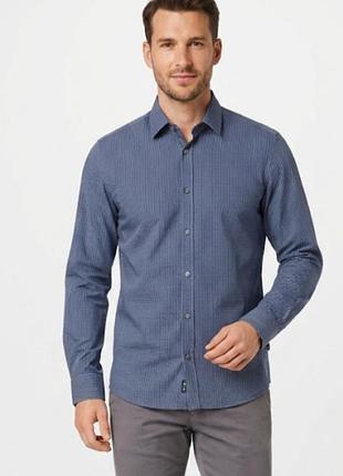 Стильная мужская рубашка boss hugo boss в тонкую полоску (regular fit) размер м