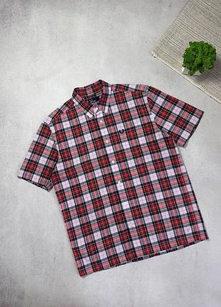 Сорочка з коротким рукавом теніска гавайка чоловіча fred perry оригінал преміальна в клітинку