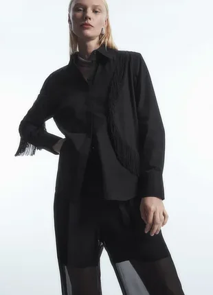 Рубашка женская cos oversized embellished fringed shirt / 34