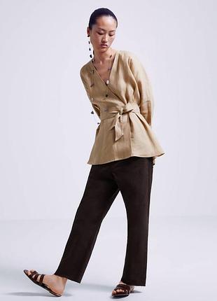 Лляна блуза zara на запах