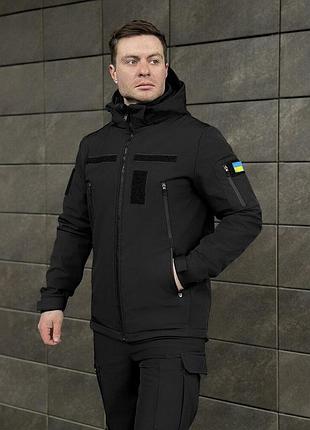 Чоловіча чорна демісезонна куртка pobedov motive із липучками