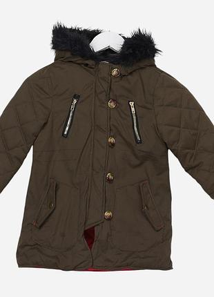 Підліткова демісезонна довга куртка для дівчинки john lewis 135169 152 см хакі (2200003777932)