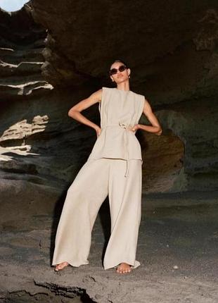 Широкие жатые брюки zara p l