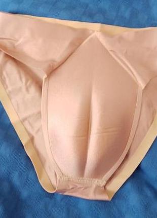 Труси пушап push up накладна штучна вагіна бежеві. труси вагіна-стринги