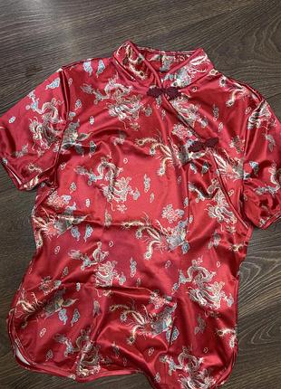 Блуза ципао в китайському стилі червона, розмір м