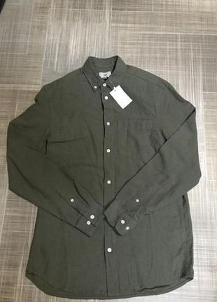 H&m💙чоловіча нова сорочка рубашка хакі з довгим рукавом 💛 розмір 42/xl/50 чоловічий одяг/жіночий одяг/унісекс